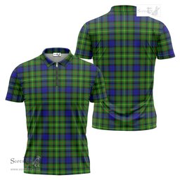 ScotsTee Shop Scottish Rollo Modern Clan Tartan Zipper Polo Shirt