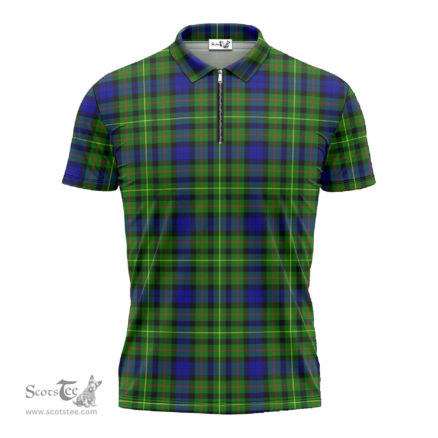 ScotsTee Shop Scottish Rollo Modern Clan Tartan Zipper Polo Shirt