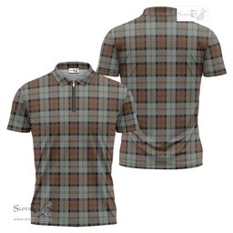ScotsTee Shop Scottish MacLeod of Harris Weathered Clan Tartan Zipper Polo Shirt