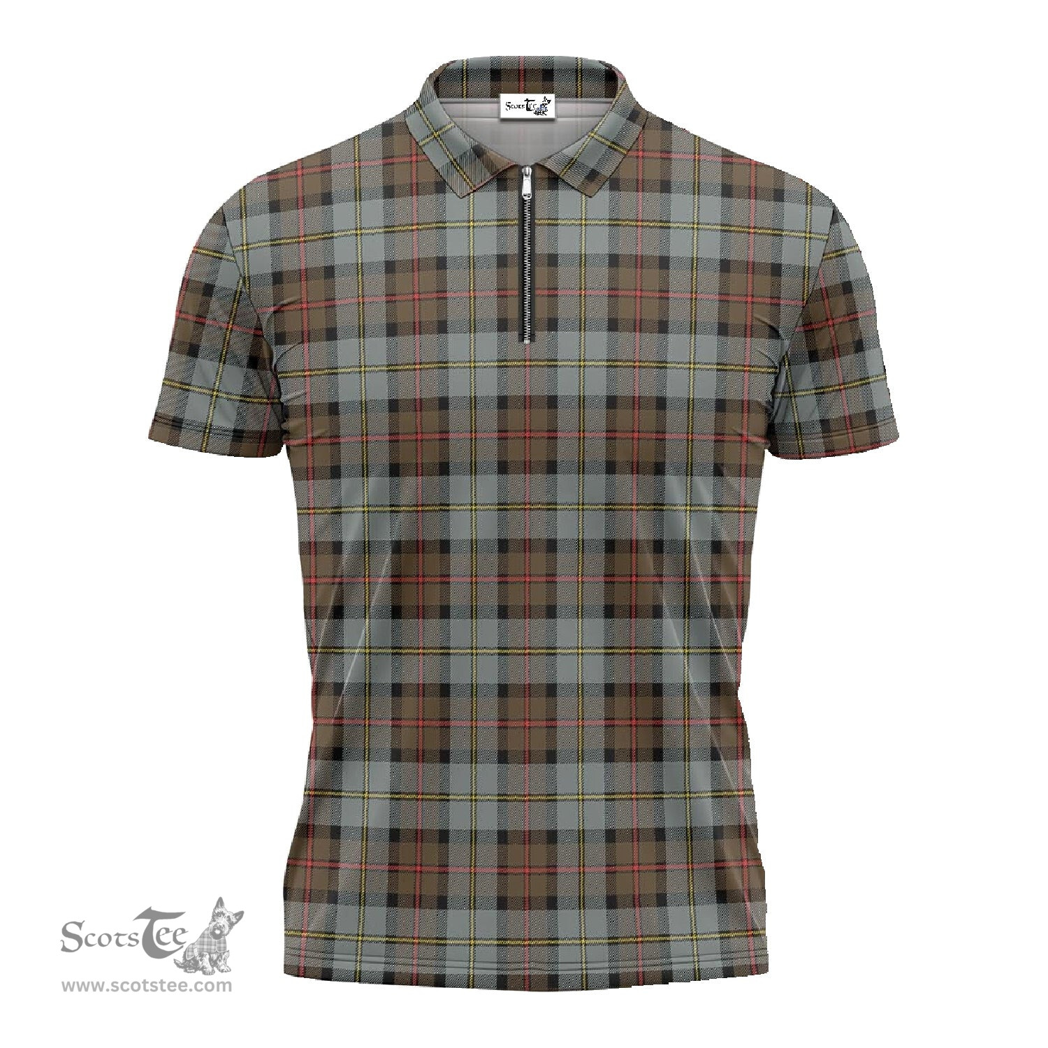 ScotsTee Shop Scottish MacLeod of Harris Weathered Clan Tartan Zipper Polo Shirt