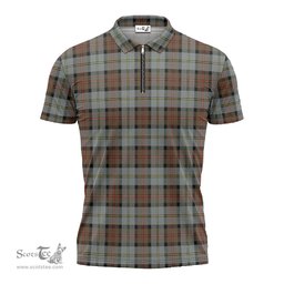 ScotsTee Shop Scottish MacLeod of Harris Weathered Clan Tartan Zipper Polo Shirt