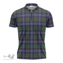 ScotsTee Shop Scottish MacRae Hunting Modern Clan Tartan Zipper Polo Shirt