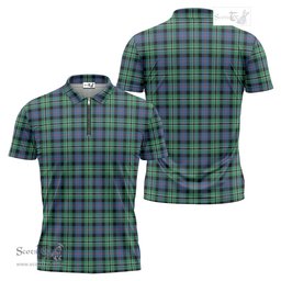 ScotsTee Shop Scottish Rose Hunting Ancient Clan Tartan Zipper Polo Shirt
