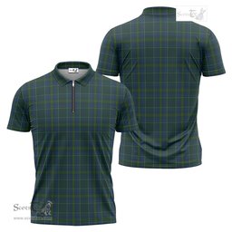 ScotsTee Shop Scottish Protheroe of Wales Clan Tartan Zipper Polo Shirt