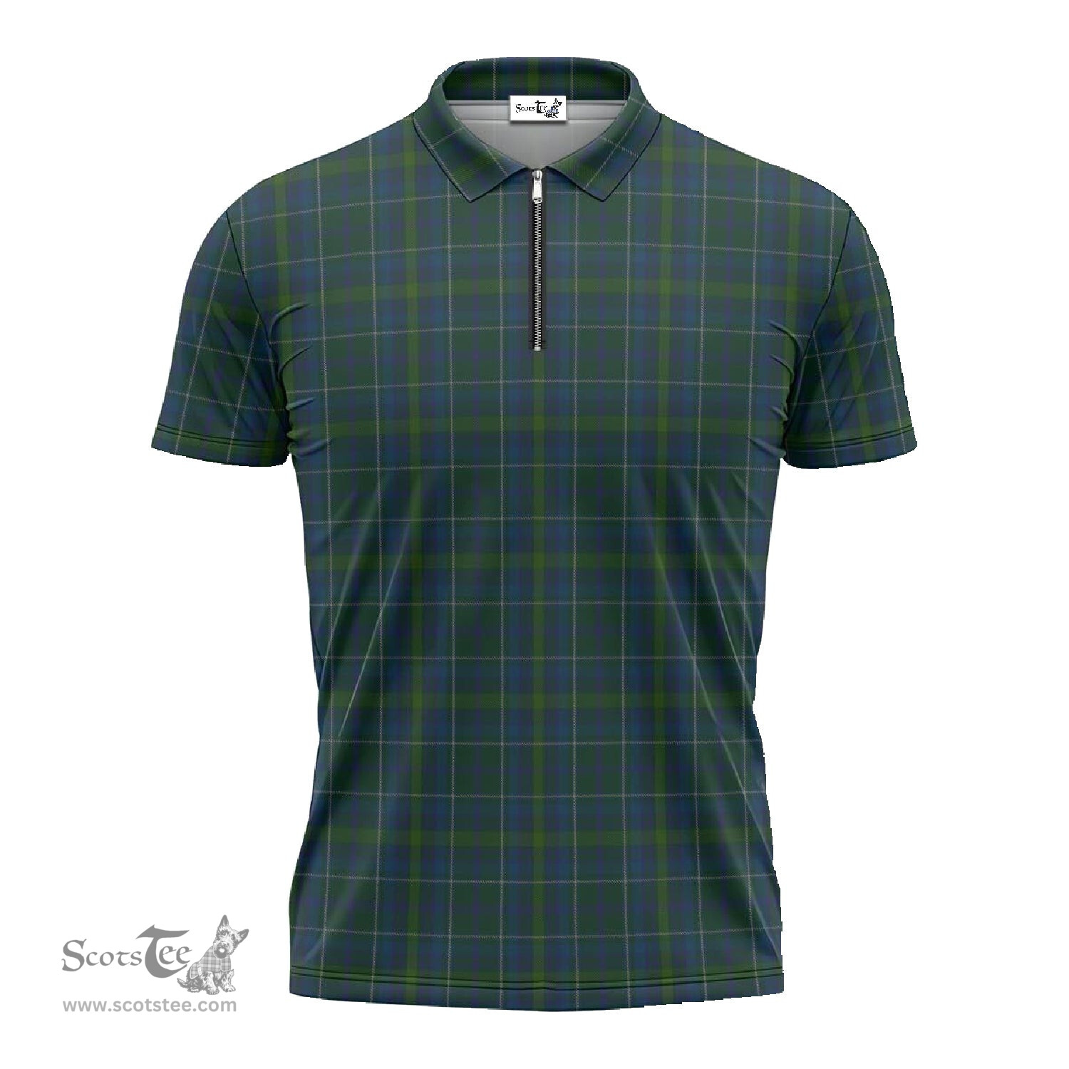 ScotsTee Shop Scottish Protheroe of Wales Clan Tartan Zipper Polo Shirt