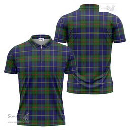 ScotsTee Shop Scottish MacLeod of Harris Modern Clan Tartan Zipper Polo Shirt