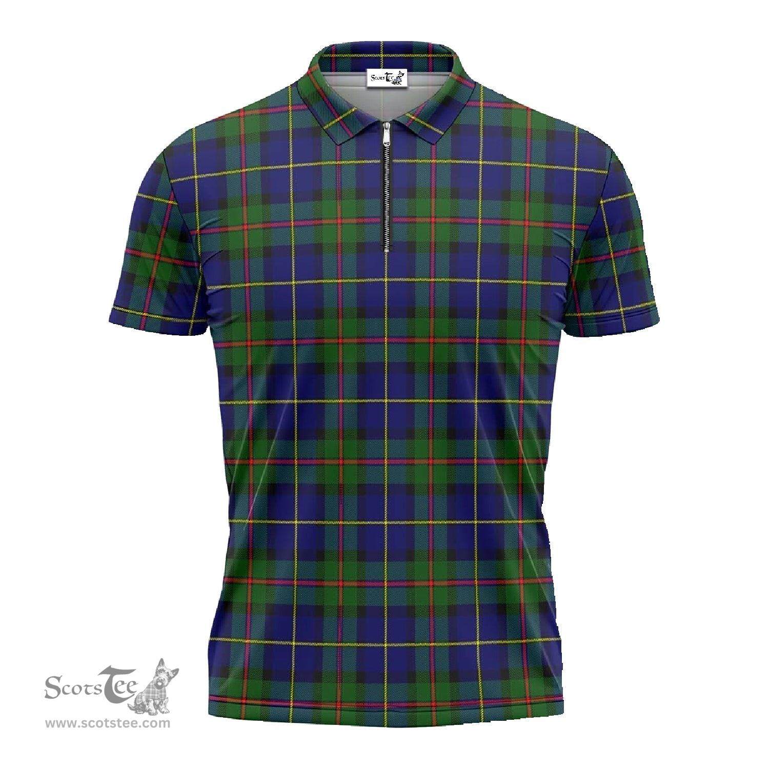 ScotsTee Shop Scottish MacLeod of Harris Modern Clan Tartan Zipper Polo Shirt