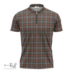 ScotsTee Shop Scottish Murray of Atholl Weathered Clan Tartan Zipper Polo Shirt