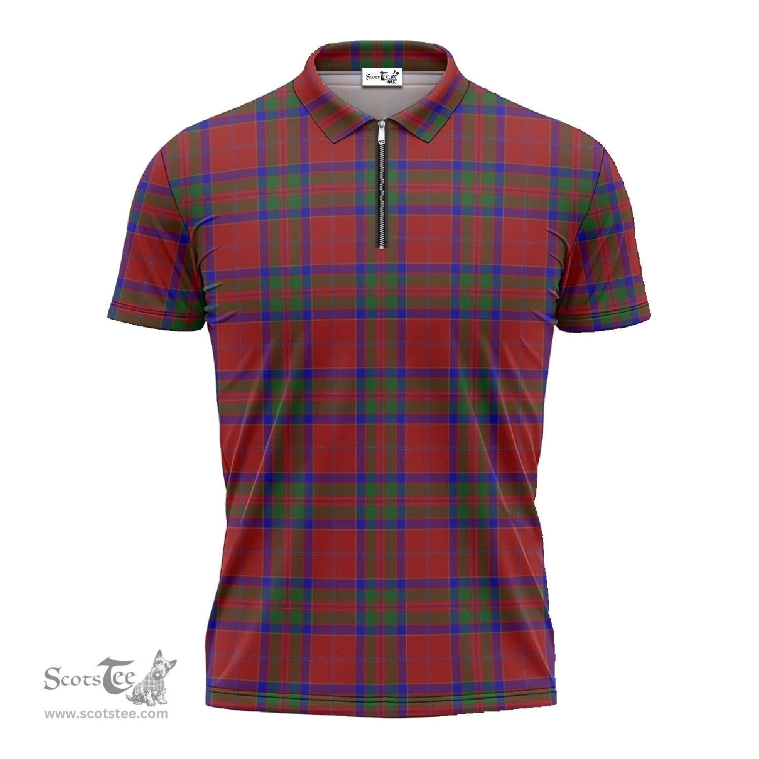 ScotsTee Shop Scottish MacGillivray Clan Tartan Zipper Polo Shirt
