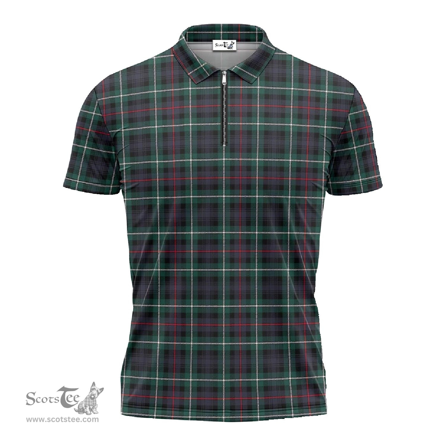 ScotsTee Shop Scottish MacKenzie Modern Clan Tartan Zipper Polo Shirt