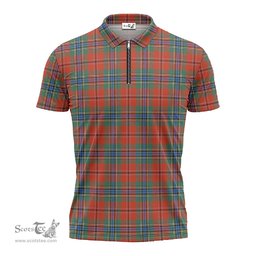 ScotsTee Shop Scottish MacLean of Duart Ancient Clan Tartan Zipper Polo Shirt