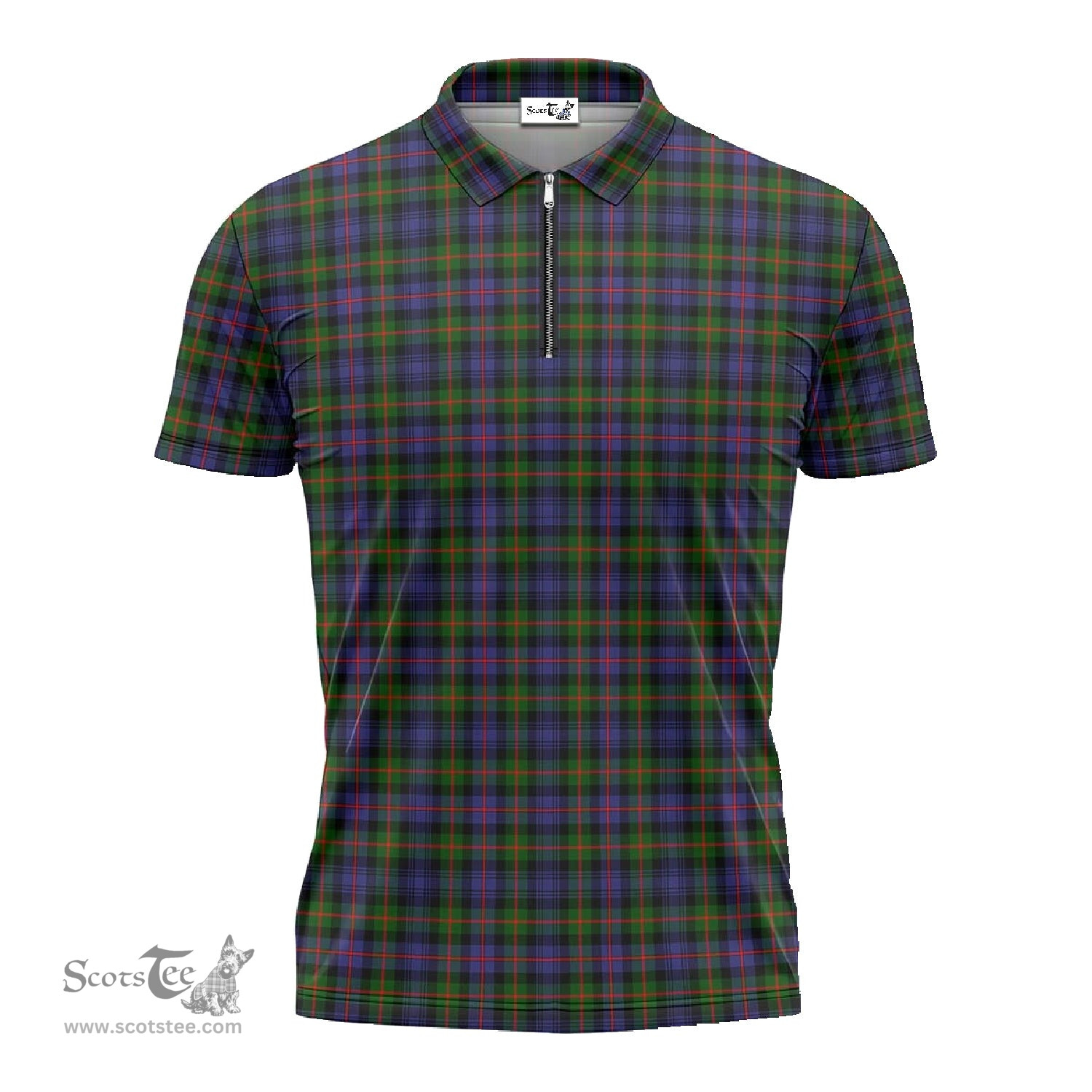 ScotsTee Shop Scottish Murray of Atholl Modern Clan Tartan Zipper Polo Shirt