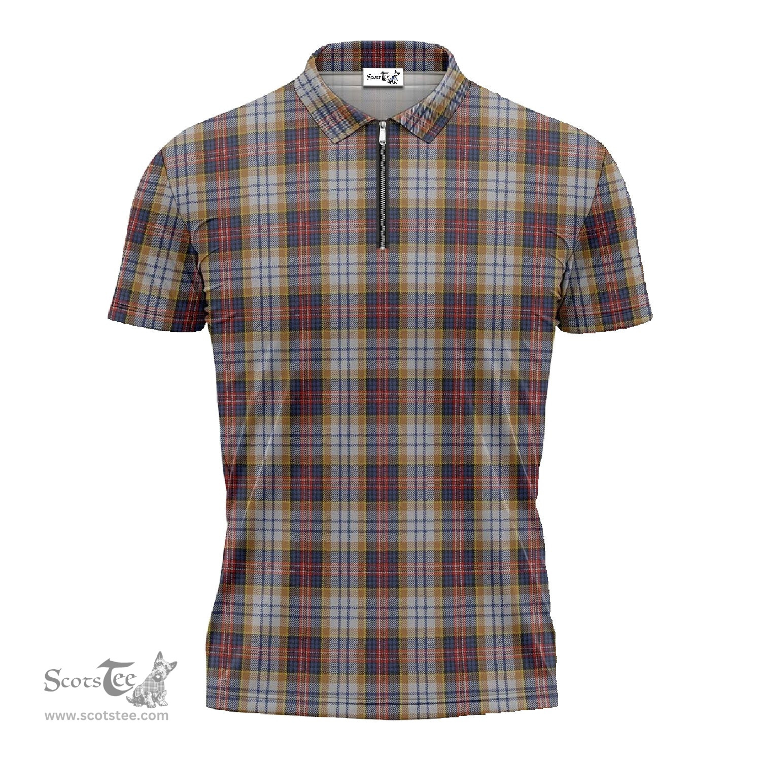 ScotsTee Shop Scottish MacInnes Ancient Hunting Clan Tartan Zipper Polo Shirt