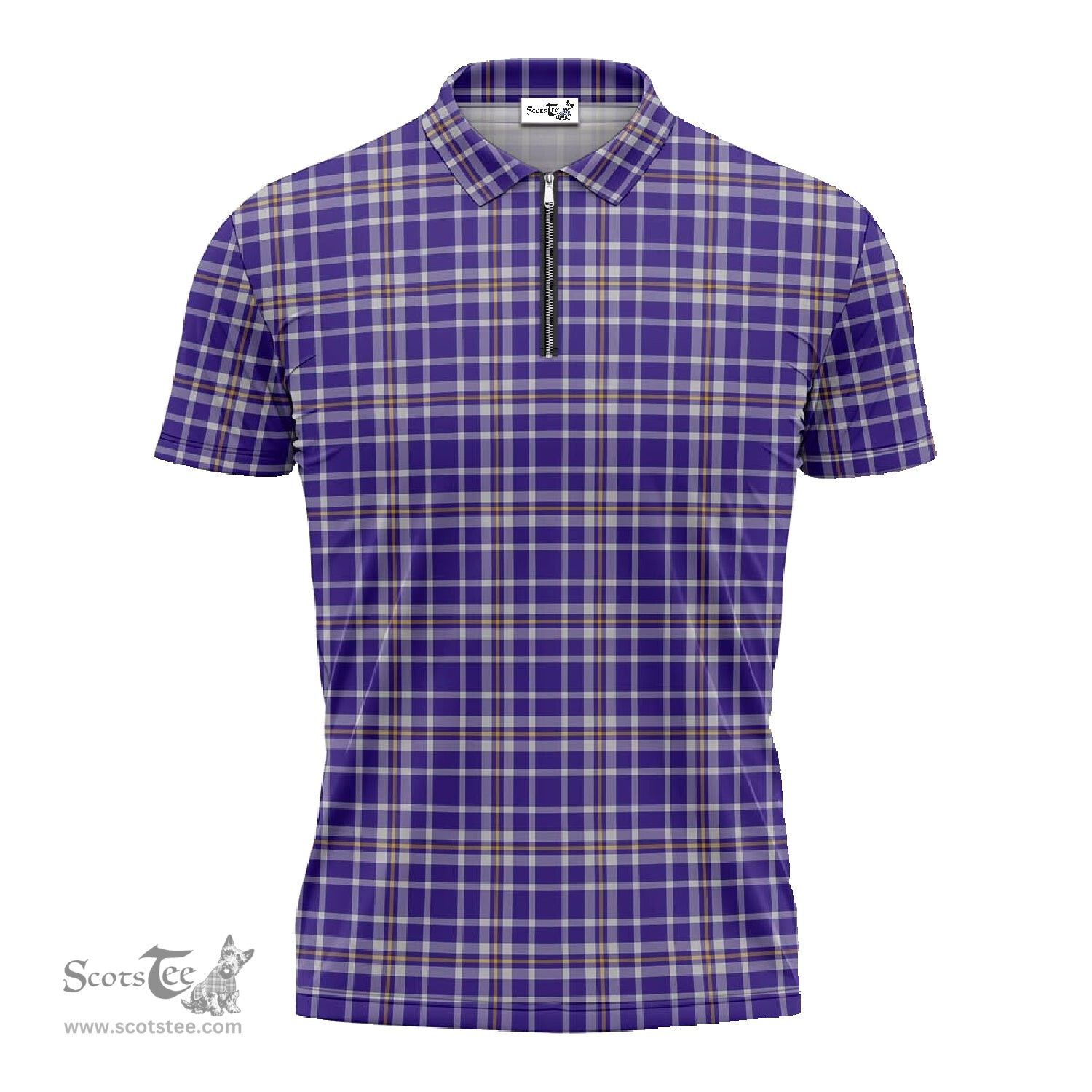 ScotsTee Shop Scottish Ochterlony Clan Tartan Zipper Polo Shirt