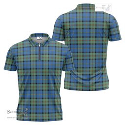 ScotsTee Shop Scottish MacLeod of Harris Ancient Clan Tartan Zipper Polo Shirt