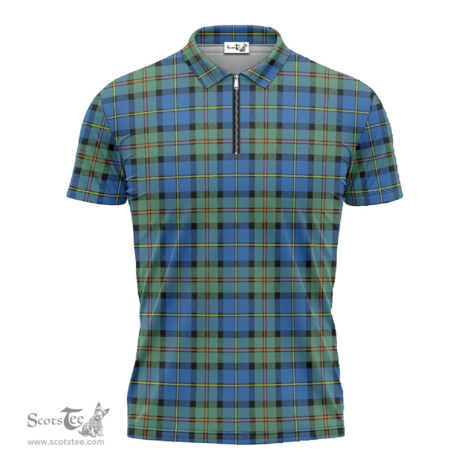 ScotsTee Shop Scottish MacLeod of Harris Ancient Clan Tartan Zipper Polo Shirt