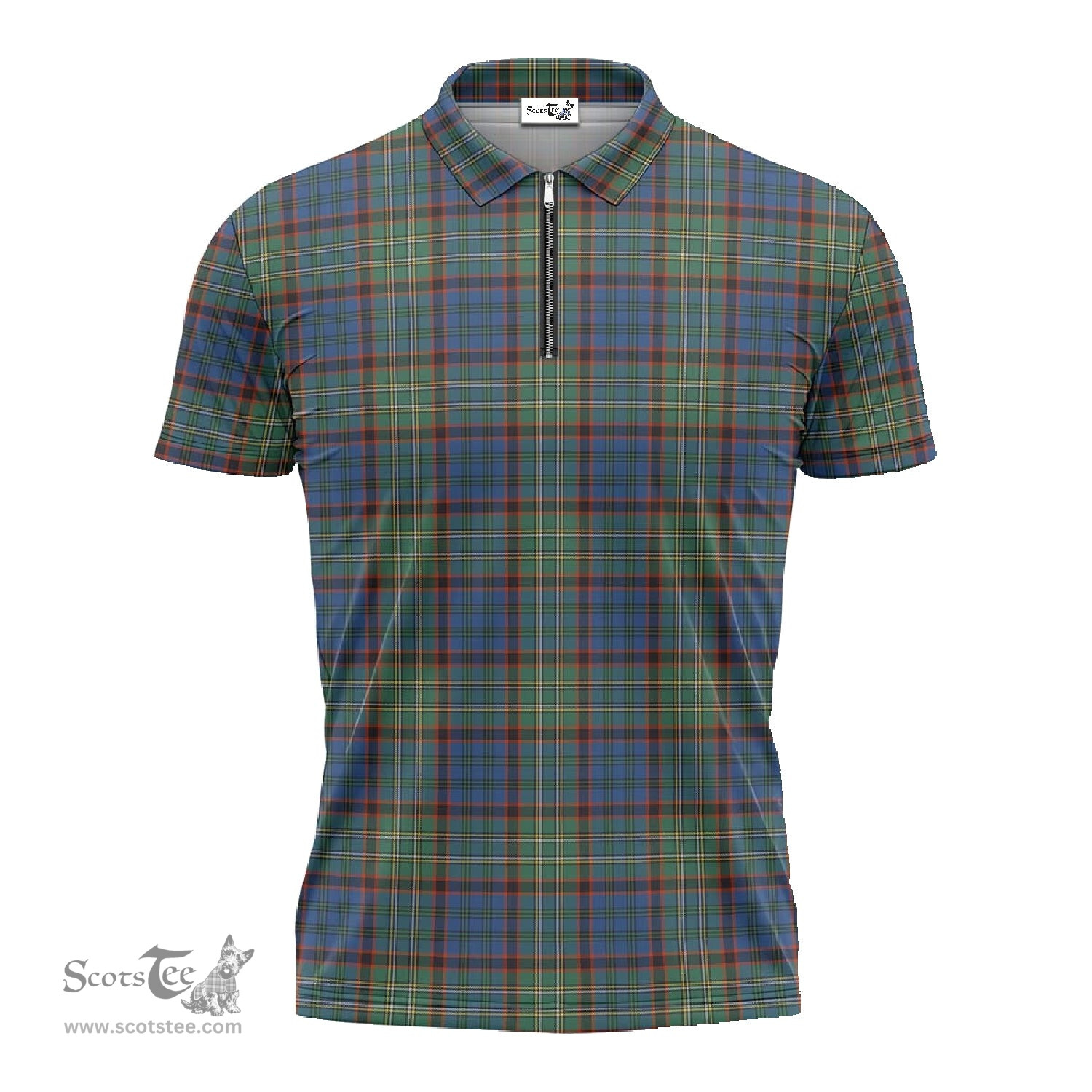 ScotsTee Shop Scottish Nicolson Hunting Ancient Clan Tartan Zipper Polo Shirt
