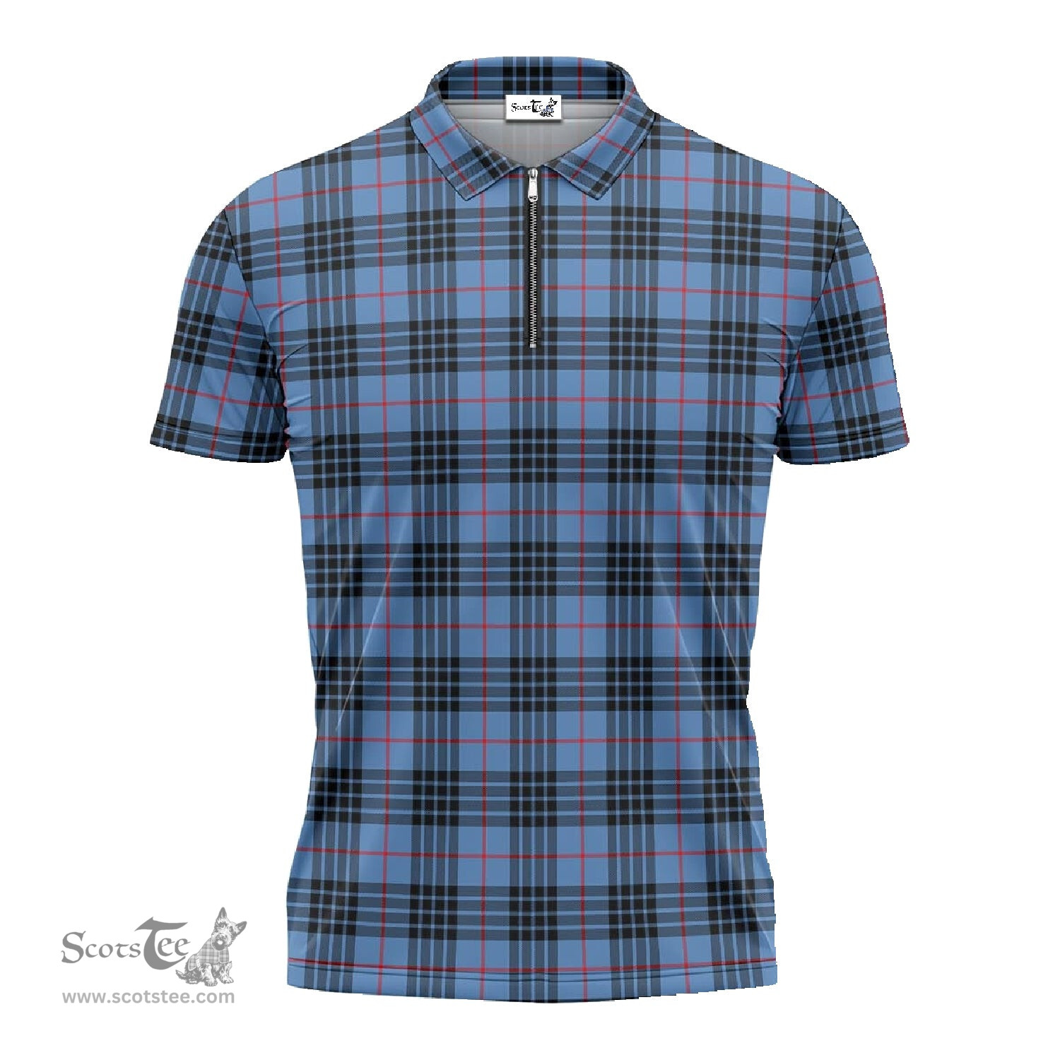 ScotsTee Shop Scottish MacKay Blue Clan Tartan Zipper Polo Shirt