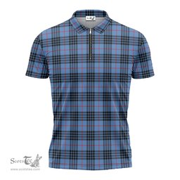 ScotsTee Shop Scottish MacKay Blue Clan Tartan Zipper Polo Shirt