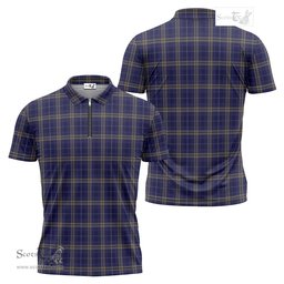 ScotsTee Shop Scottish Rhys of Wales Clan Tartan Zipper Polo Shirt