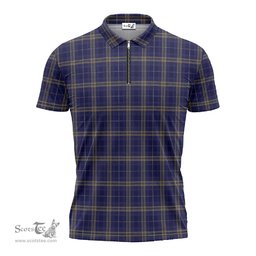 ScotsTee Shop Scottish Rhys of Wales Clan Tartan Zipper Polo Shirt