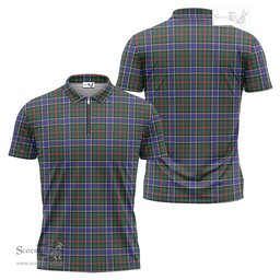 ScotsTee Shop Scottish Ogilvie (Ogilvy) Hunting Modern Clan Tartan Zipper Polo Shirt