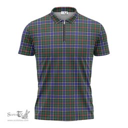 ScotsTee Shop Scottish Ogilvie (Ogilvy) Hunting Modern Clan Tartan Zipper Polo Shirt