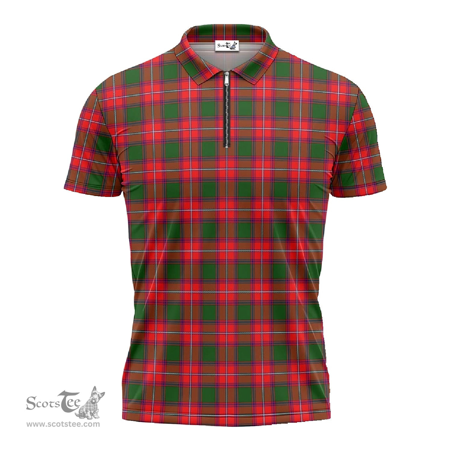 ScotsTee Shop Scottish Rattray Modern Clan Tartan Zipper Polo Shirt