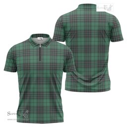 ScotsTee Shop Scottish MacLean Hunting Ancient Clan Tartan Zipper Polo Shirt