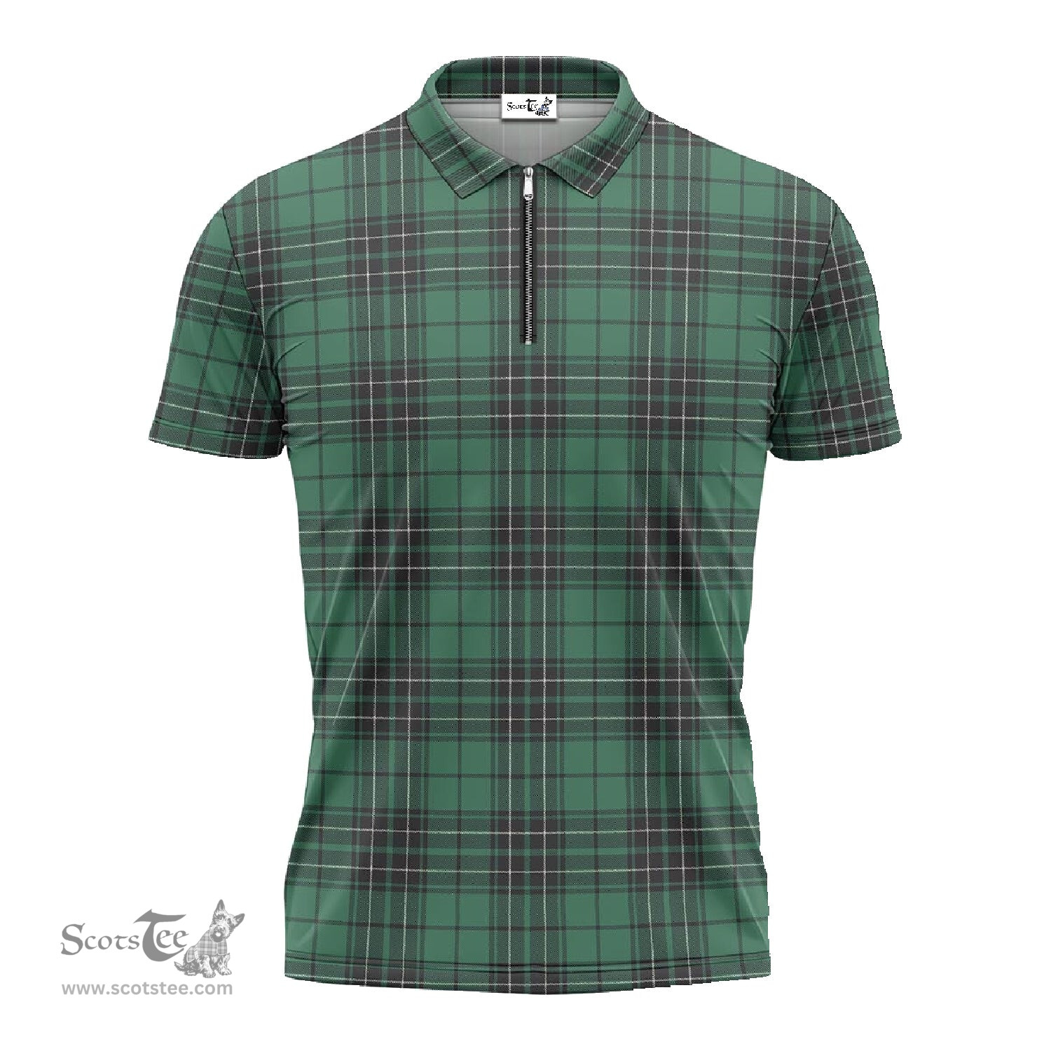 ScotsTee Shop Scottish MacLean Hunting Ancient Clan Tartan Zipper Polo Shirt