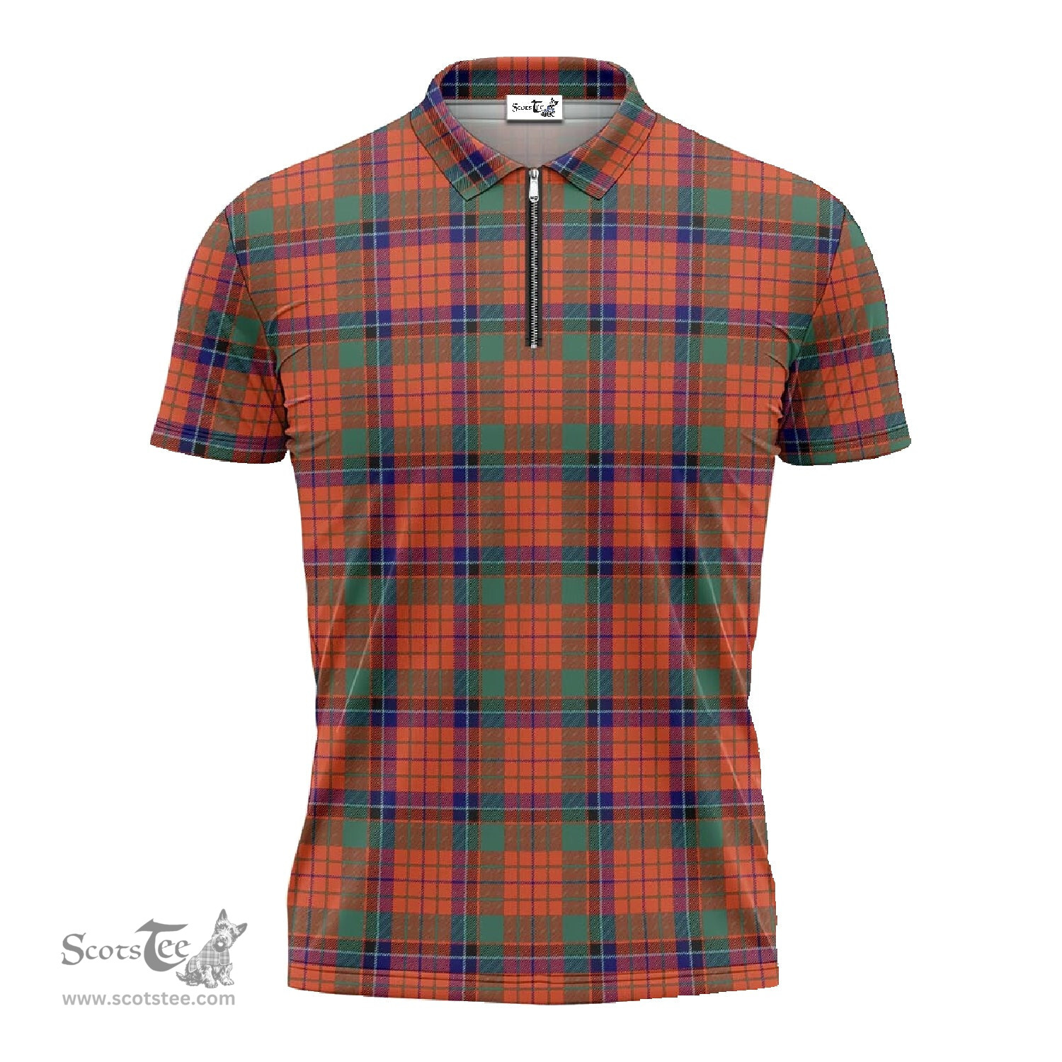 ScotsTee Shop Scottish Nicolson Ancient Clan Tartan Zipper Polo Shirt