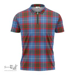 ScotsTee Shop Scottish Newton Clan Tartan Zipper Polo Shirt