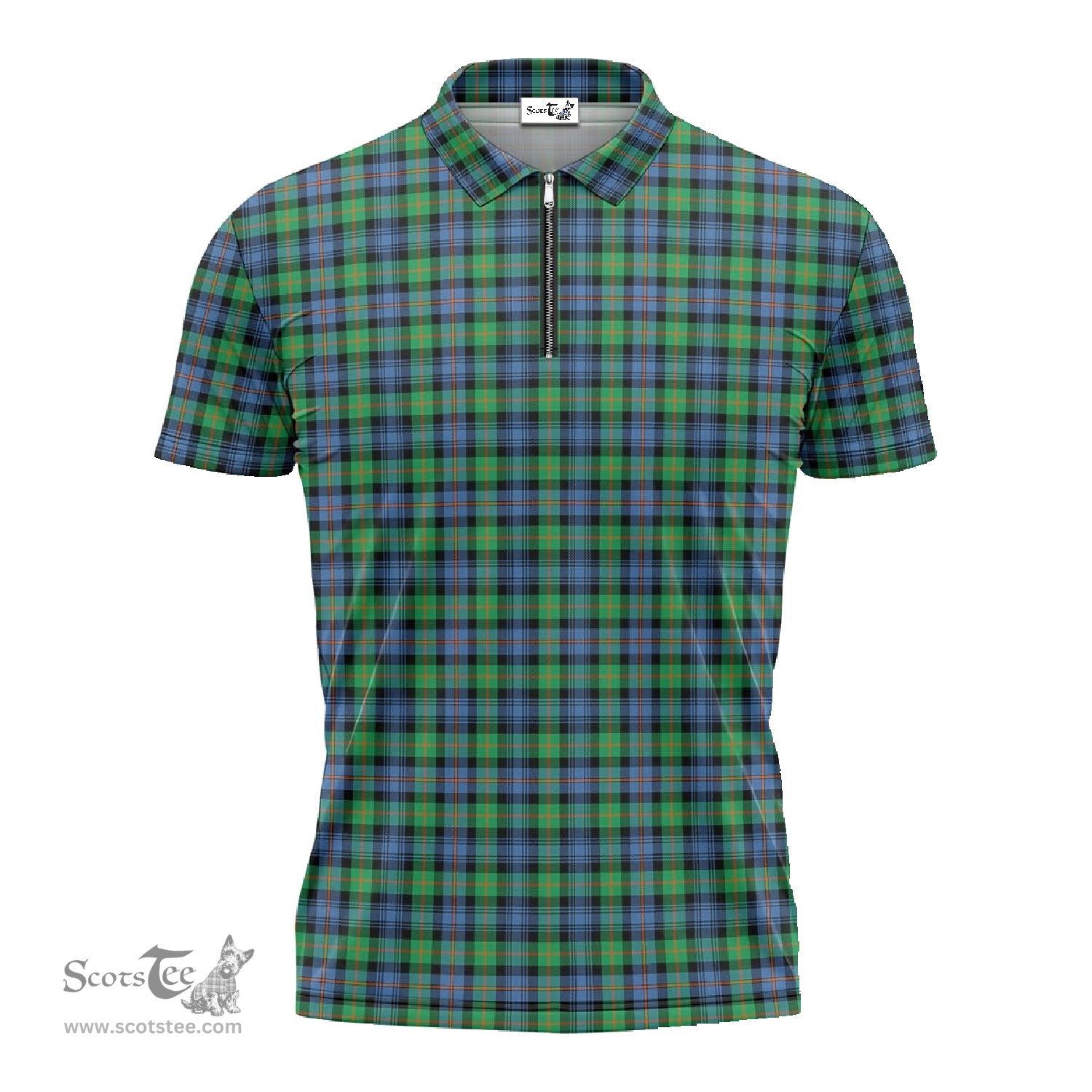 ScotsTee Shop Scottish Murray of Atholl Ancient Clan Tartan Zipper Polo Shirt