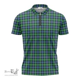 ScotsTee Shop Scottish Murray of Atholl Ancient Clan Tartan Zipper Polo Shirt