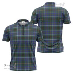 ScotsTee Shop Scottish MacInnes Modern Clan Tartan Zipper Polo Shirt
