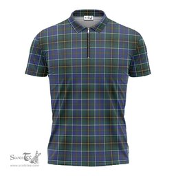 ScotsTee Shop Scottish MacInnes Modern Clan Tartan Zipper Polo Shirt