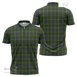 ScotsTee Shop Scottish Stewart Hunting Clan Tartan Zipper Polo Shirt