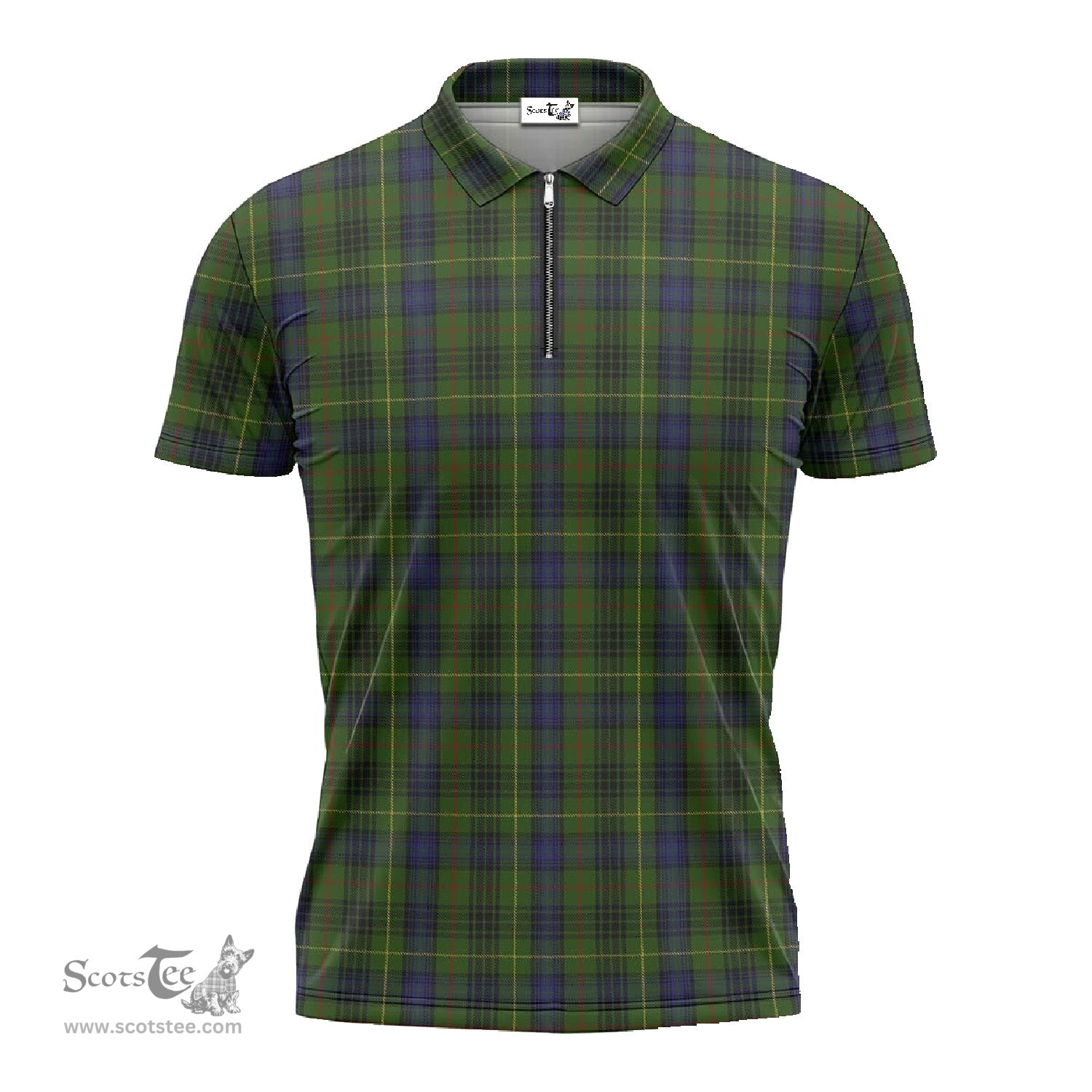ScotsTee Shop Scottish Stewart Hunting Clan Tartan Zipper Polo Shirt
