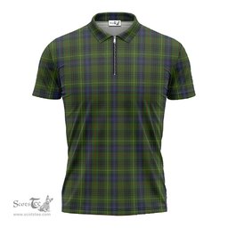 ScotsTee Shop Scottish Stewart Hunting Clan Tartan Zipper Polo Shirt