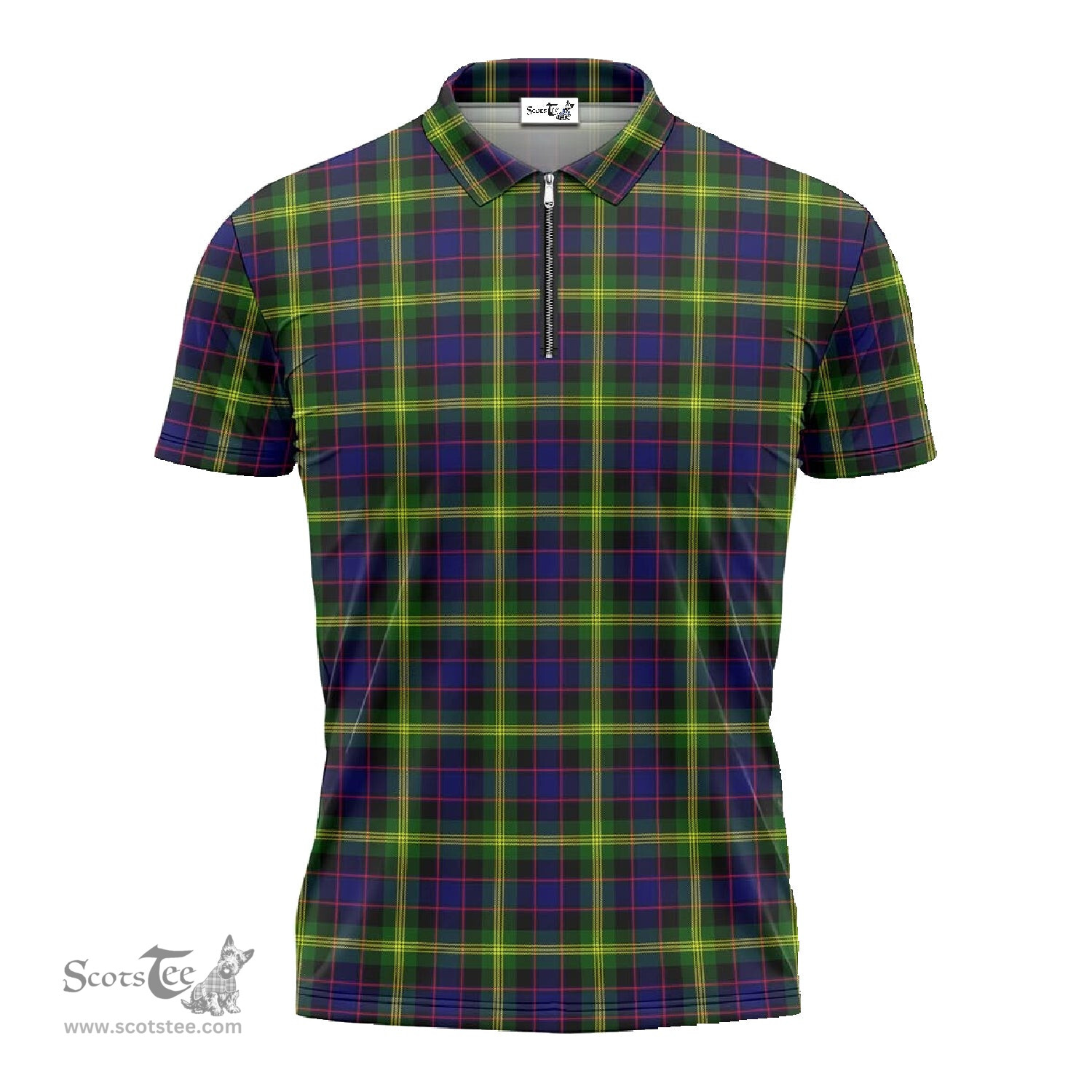 ScotsTee Shop Scottish Watson Modern Clan Tartan Zipper Polo Shirt