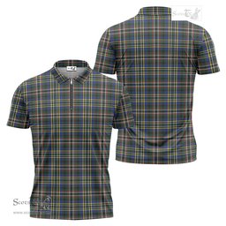 ScotsTee Shop Scottish Scott Green Modern Clan Tartan Zipper Polo Shirt