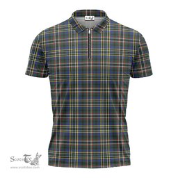 ScotsTee Shop Scottish Scott Green Modern Clan Tartan Zipper Polo Shirt