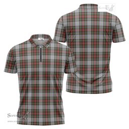 ScotsTee Shop Scottish Stewart Dress Clan Tartan Zipper Polo Shirt