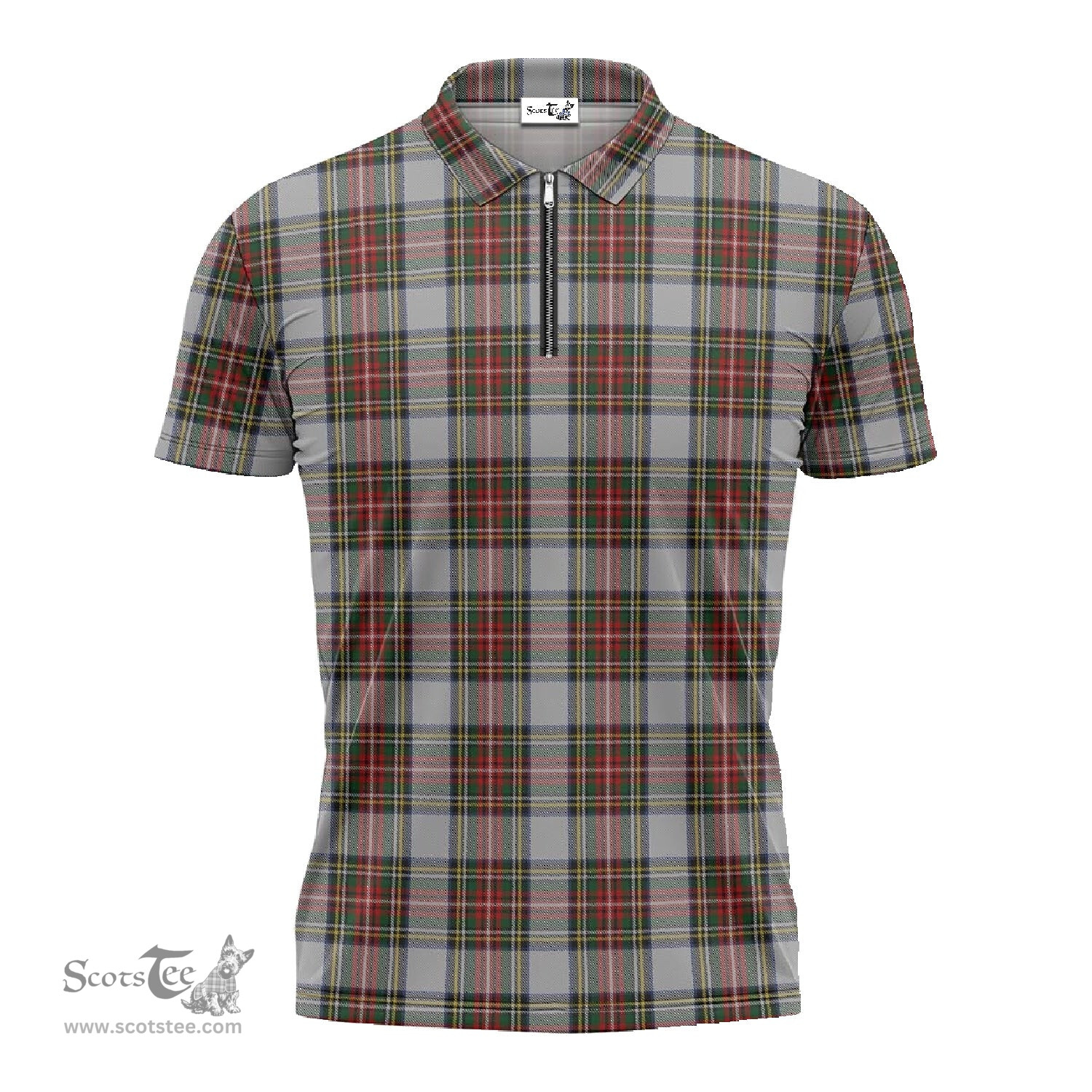 ScotsTee Shop Scottish Stewart Dress Clan Tartan Zipper Polo Shirt