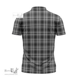 ScotsTee Shop Scottish Stewart Black and White Clan Tartan Zipper Polo Shirt