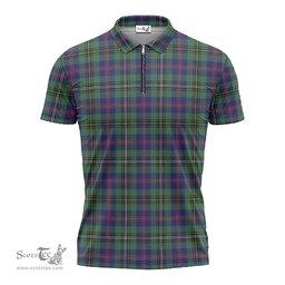 ScotsTee Shop Scottish Wood Modern Clan Tartan Zipper Polo Shirt