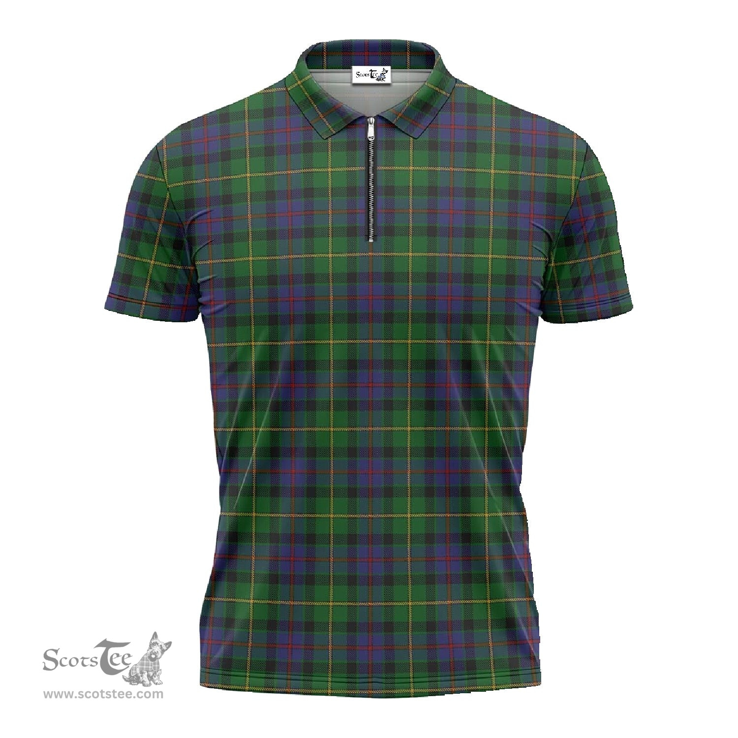 ScotsTee Shop Scottish Tait Modern Clan Tartan Zipper Polo Shirt