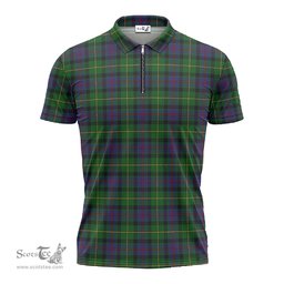 ScotsTee Shop Scottish Tait Modern Clan Tartan Zipper Polo Shirt