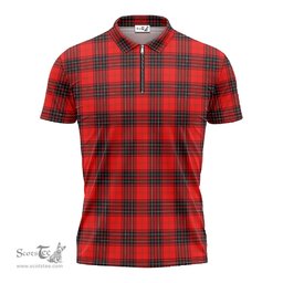 ScotsTee Shop Scottish Wemyss Modern Clan Tartan Zipper Polo Shirt