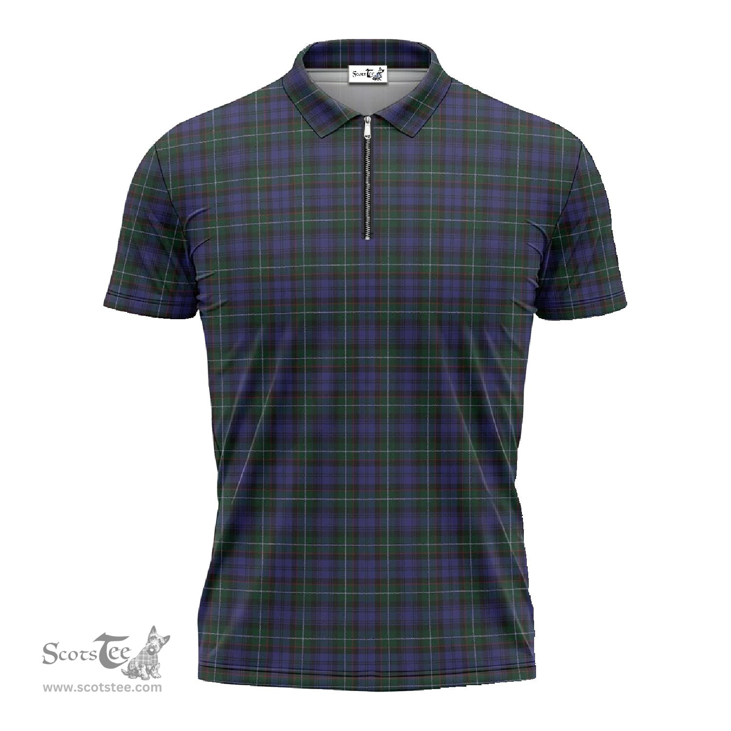 ScotsTee Shop Scottish Sempill Clan Tartan Zipper Polo Shirt